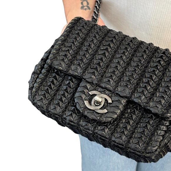 CHANEL CC Mark Logo Shoulder Bag Crossbody Turnlock Chain Leather Black [105803] - Picture 3 of 14